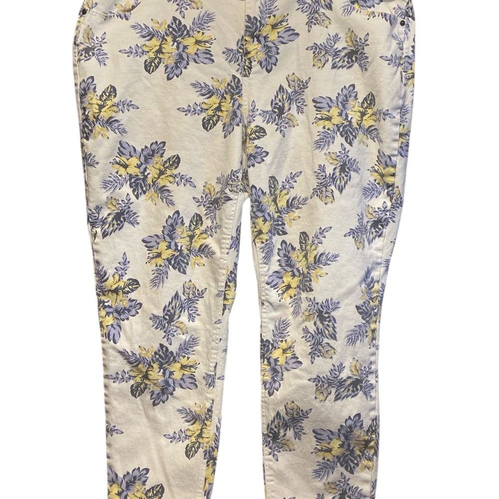 Roz & Ali Cream and Yellow Botanical Jeans - Picture 2 of 7